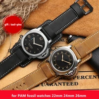 for fossil panerai pam genuine leather wristband with tray bracelet with stainless steel buckle handmade strap 20 22 24 26mm