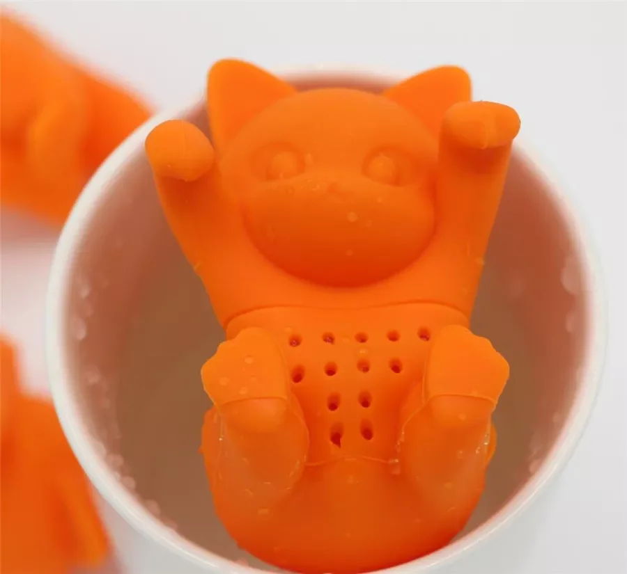 

2022 New food-grade silicone brewing tool cute cartoon cat shaped black tea brewing filter