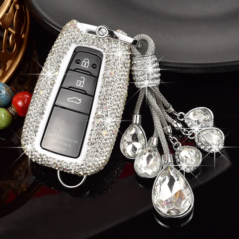 

Женский Кристальный чехол для автомобильных ключей, чехол для Toyota Prius Camry Corolla чехол CHR RAV4 Prado Izoa Levin Avalon 2018 2019 2020, чехол для ключей