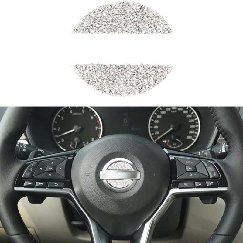 

2PCS Car Steering Wheel Logo Diamond Crystal Decal Steering Wheel Diamond Decorative Sticker For Nissan Teana Tule Car Parts
