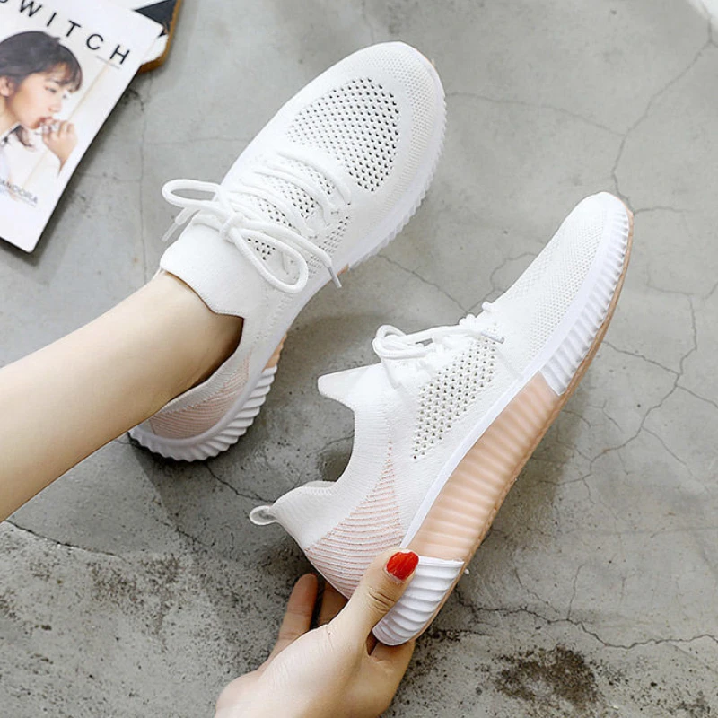 

Woman Vulcanized Sneakers Women's Shoes Spring White Breathable Sports Mesh Versatile Summer Flats Hollow Walking No-slip New