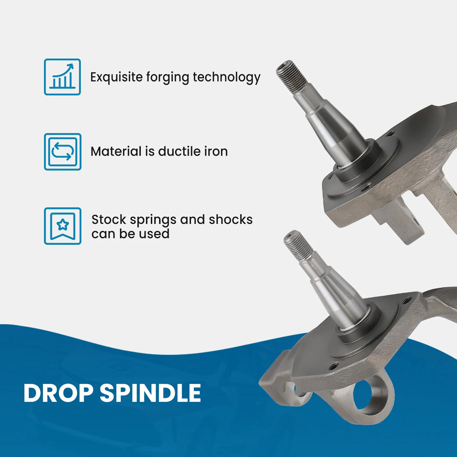 

Левый + правый 2,5 "вращающийся шпиндель для VW BUG 1966-1977, шаровой шарнир, Барабанный тормоз