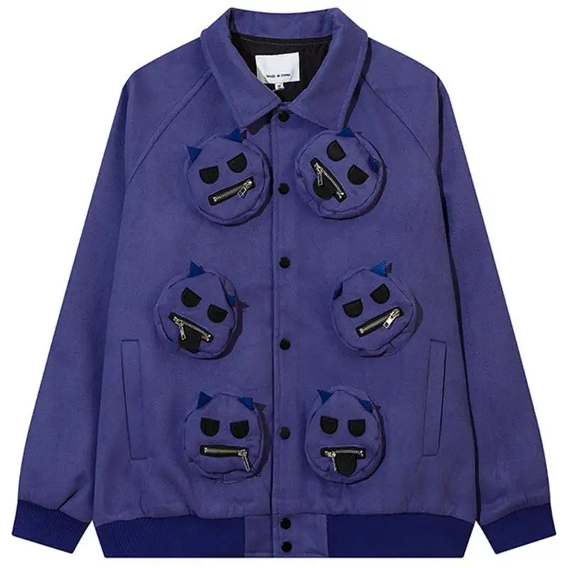 Женская куртка с множеством карманов Готическая уличная в стиле хип-хоп принтом