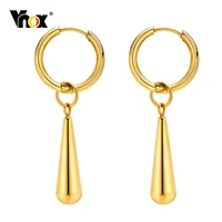 vnox women earrings gold color stainless steel waterdrop shaped dangle earrings minimalist metal ear jewelry