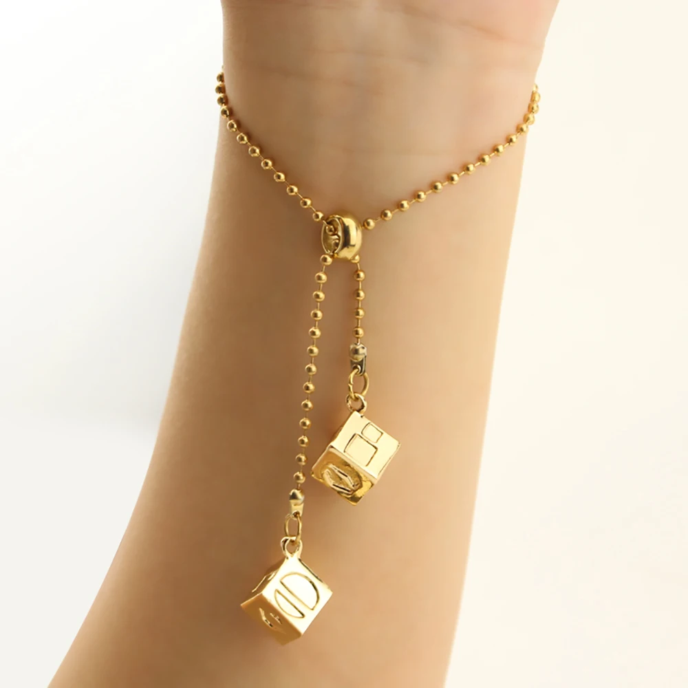 Фото Браслет цвета античного золота Han Solo Lucky Dice Prop, кубики 1,25 см с звеньями-цепочкой, браслет, ювелирные изделия для косплея №4