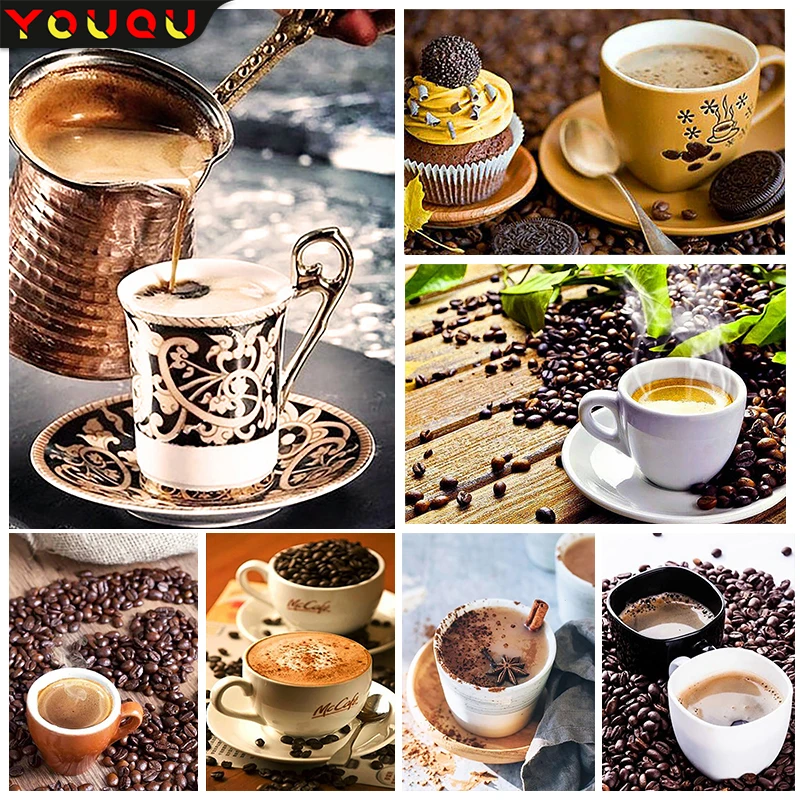 

YOUQU Gourmet Series 5d Diamond Painting Small Size Mosaic Picture Coffee Diamond Embroidery Home Decoration DIY Gift