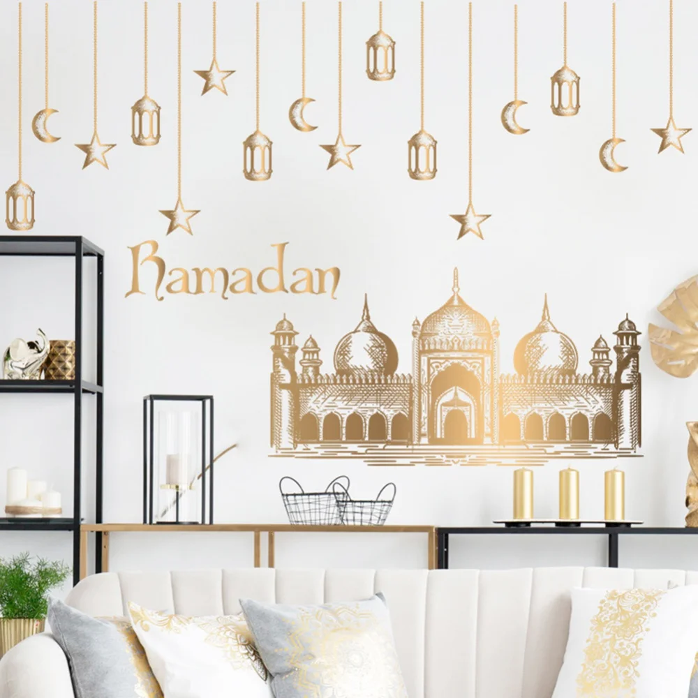 

Wall Stickers Stars Moon Castle Window Clings Ramadan Decor Lamp Ornament Living Room Bedroom Decorations Dropship