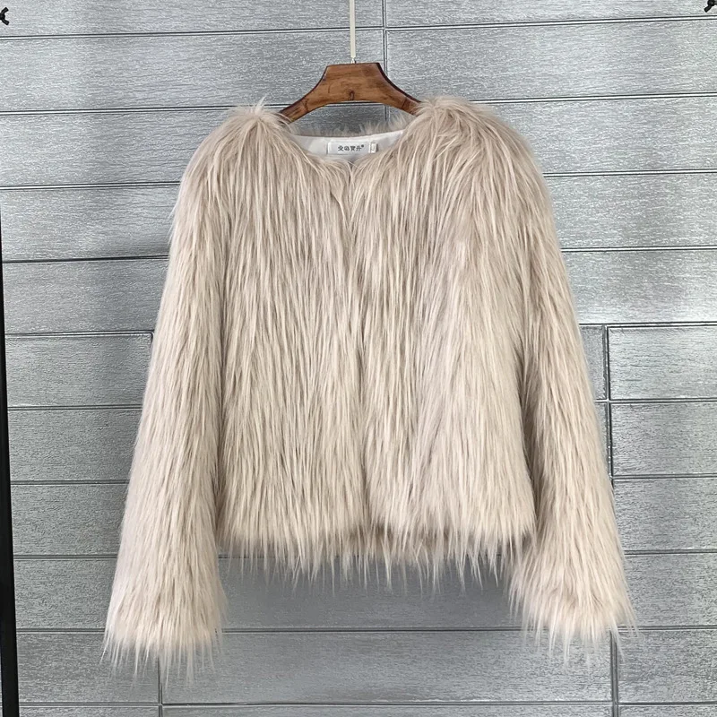 2022 Winter Coats for Women Korean Solid Fox Fur Imitation Fur Coat Warm White Black Faux Fur Coat  Fluffy Jacket Outerwear
