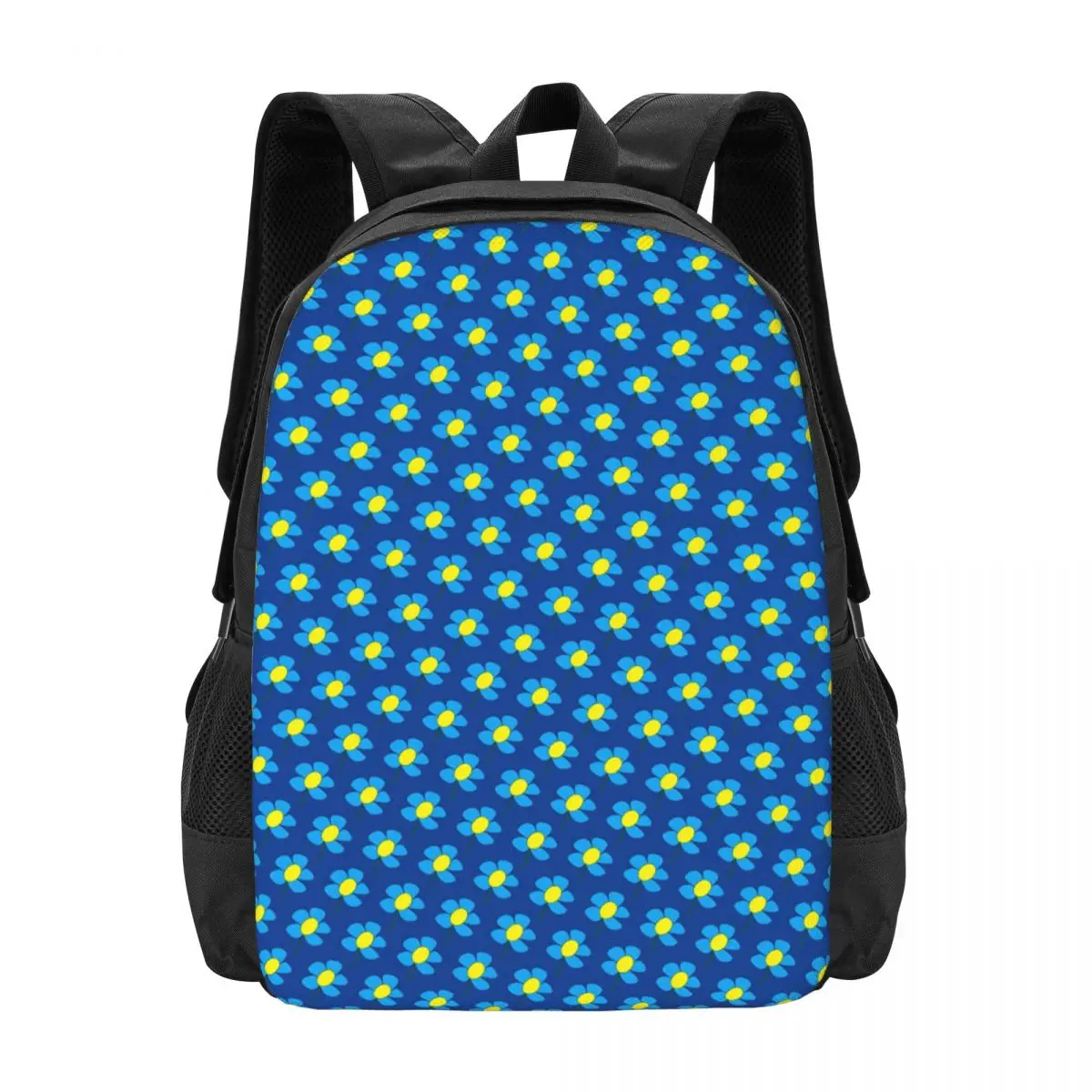 

Blue And Yellow Daisy Backpack Vintage Floral College Backpacks Student Pretty School Bags High Quality Print Rucksack