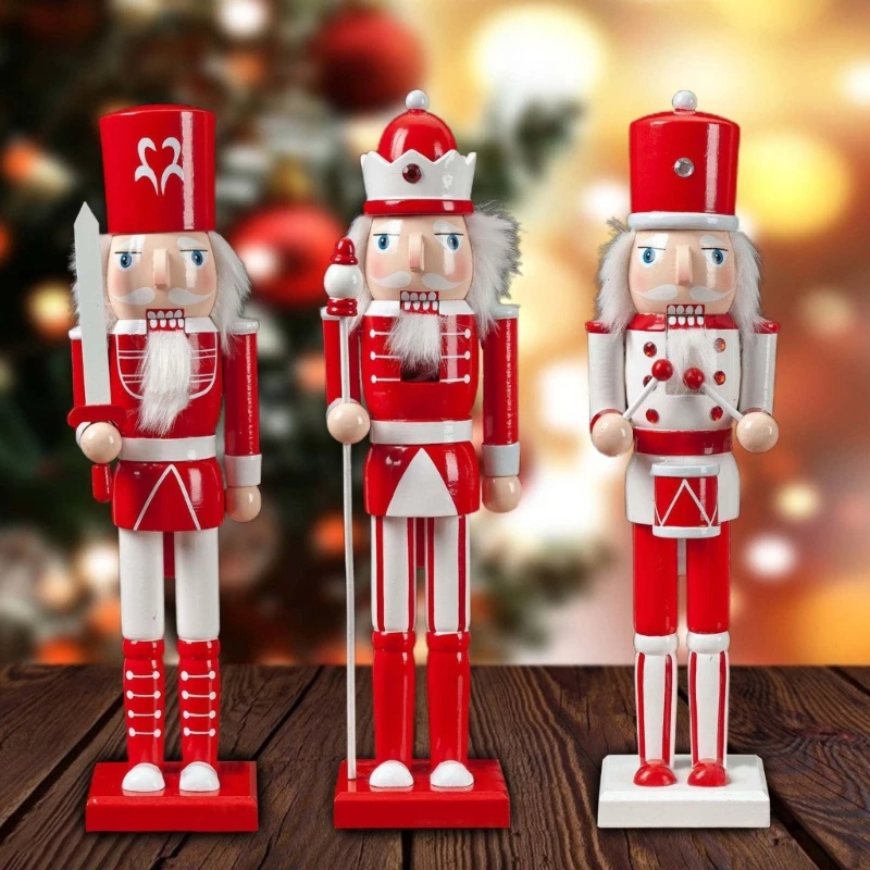 

15 Inch Wooden Christmas Nutcracker Soldier King Ornaments Figurine Toy for Holiday Christmas Decorations Shelves Tables