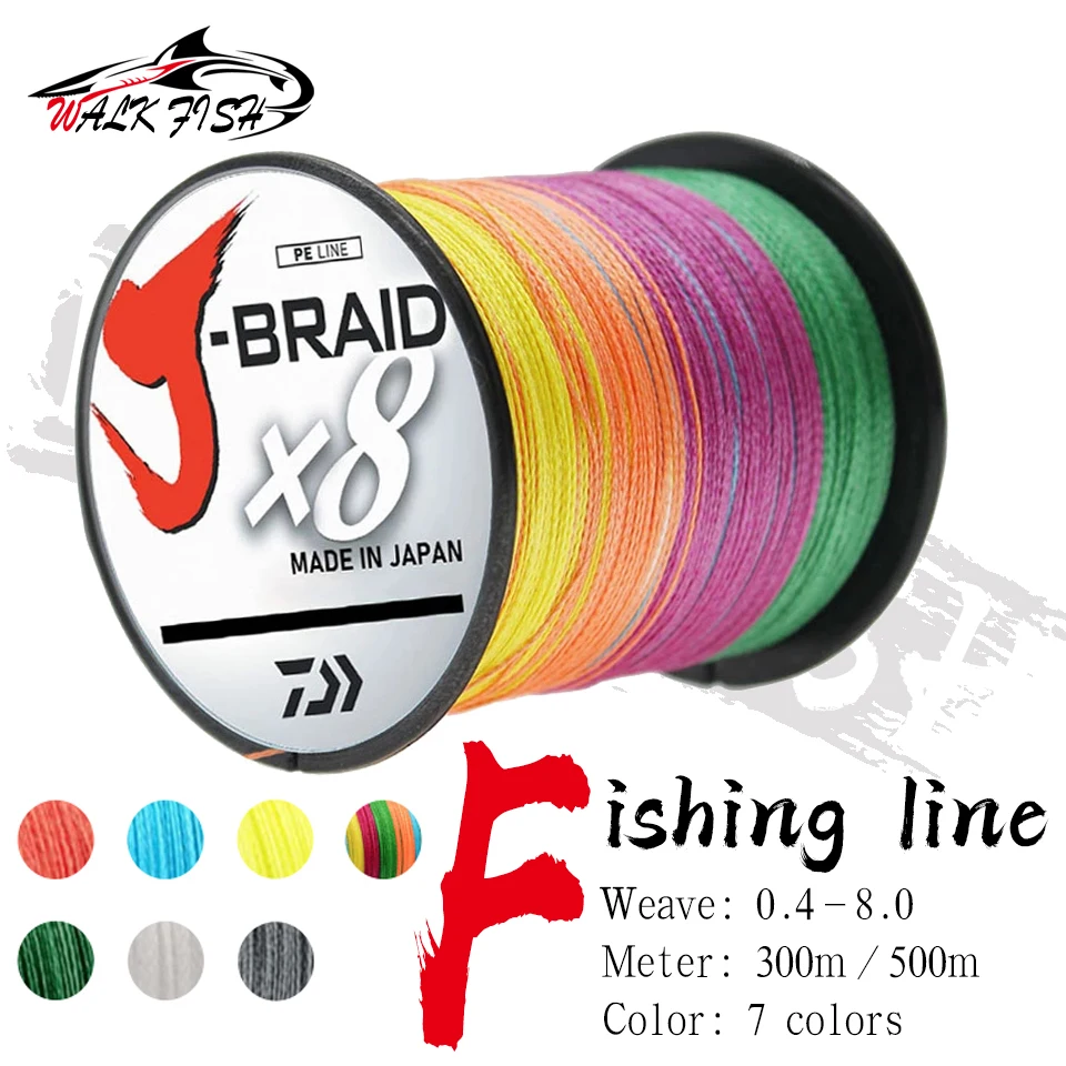 

WALK FISH 8 Strand Japan Super Strong PE 8 Braided Fishing Line 300m 500m Multifilament Braid Thread 18LB 22lb 35lb 87LBS