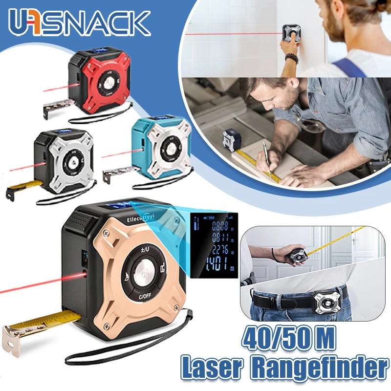 

40/50M Laser Tape Measure Rangefinder Stainless Digital Retractable Accurate Distance Meter Woodworking Laser Measuring Tool