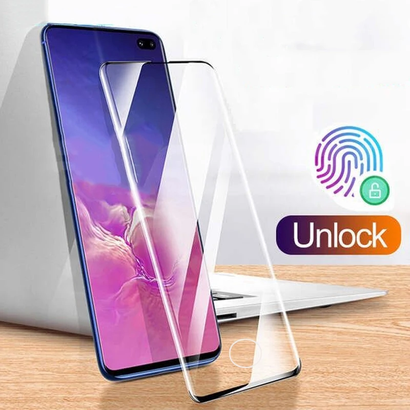 

Изогнутое закаленное 3d-стекло для Samsung Galaxy S22 Ultra Plus, защита экрана с разблокировкой по отпечатку пальца, Защитная пленка для S22Ultra