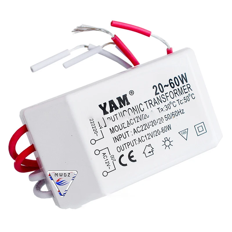 

Electronic Transformer AC 220V To 12V 20-60W Halogen Light Driver Power Supply