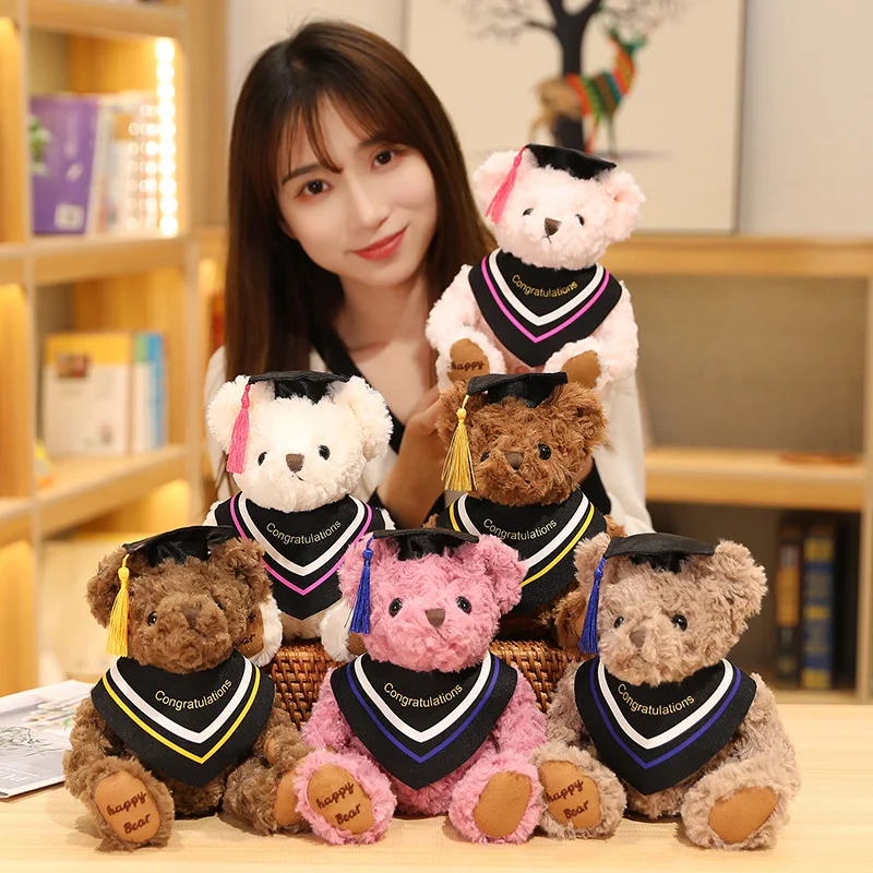 ZU 20cm Students Gift Congratulations Graduation Party Decor Cute Plush Teddy Bear Dolls Dressed Academic Gown And Hat Toys - купить по