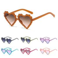 2022 gradient heart sunglasses for boys girls jelly color cute flower edge kids sun glasses micro glitter children eyeglasses