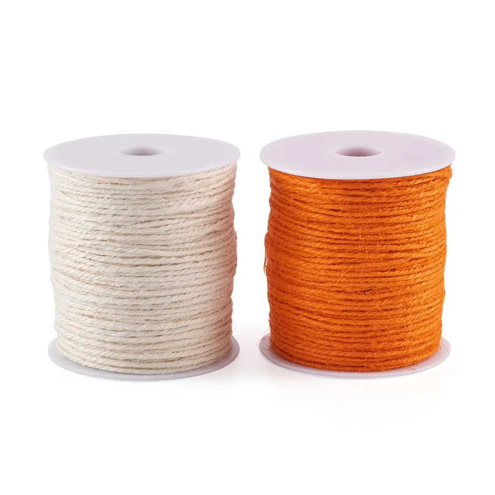 2Roll 2mm Jute Cord String Jute Twine 3-Ply for DIY Macrame Craft Wedding Home Decoration Burlap Ribbon Handwork Gift Wrapping