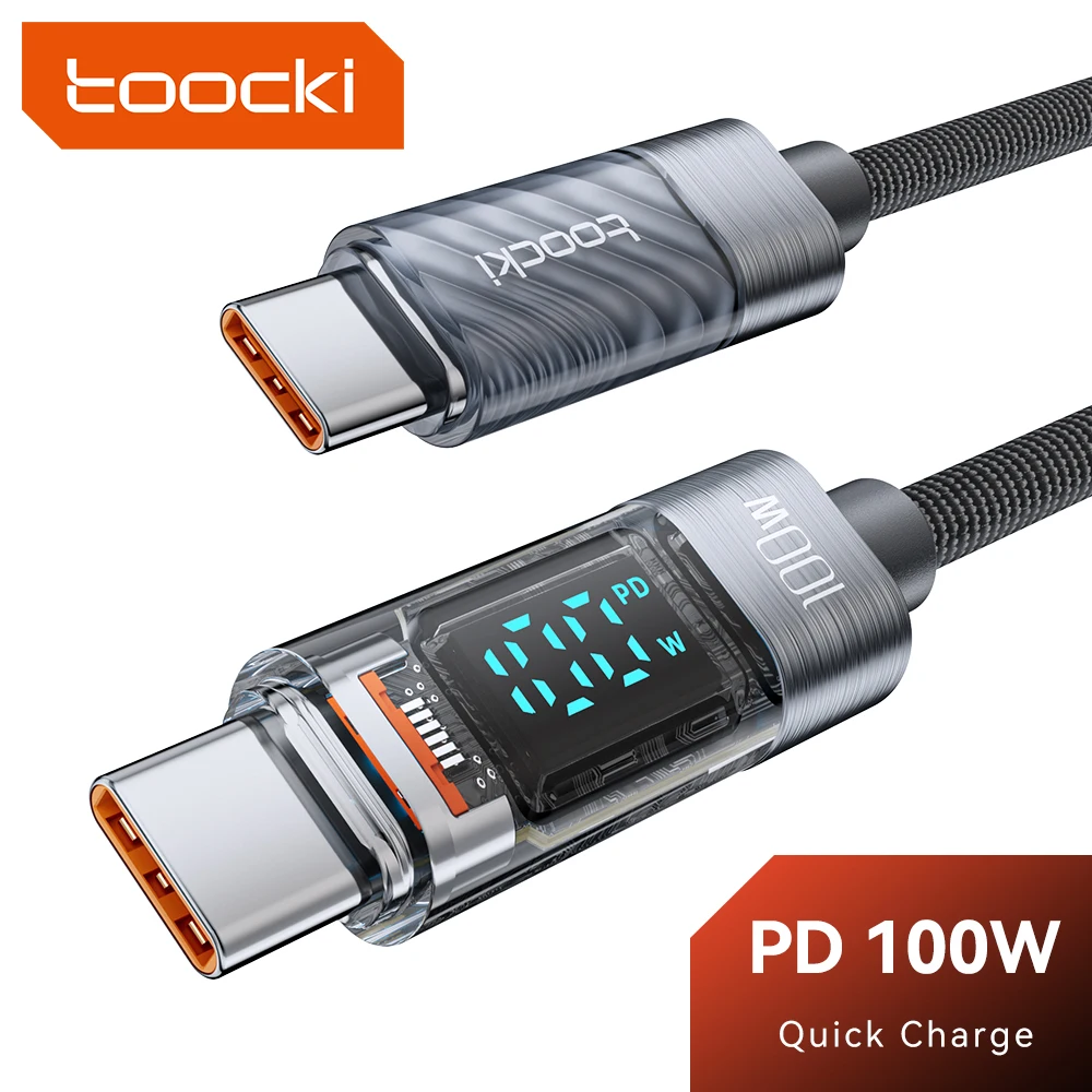 

Кабель зарядный Toocki с Usb Type C на Usb C, 100/60 Вт