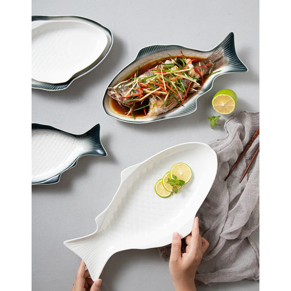 

Fish Ceramic Plate Plates Serving Platter Pan Dish Sushi Shaped Oval Food Dinner Tray Lasagna Baking Grill Roasting Lunch Salad