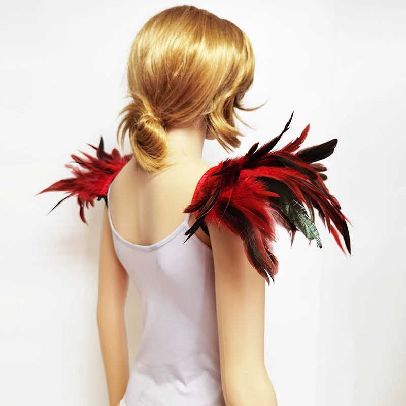 1 пара красных планшетов Броня на плечо перо крылья панк готическое наплечная