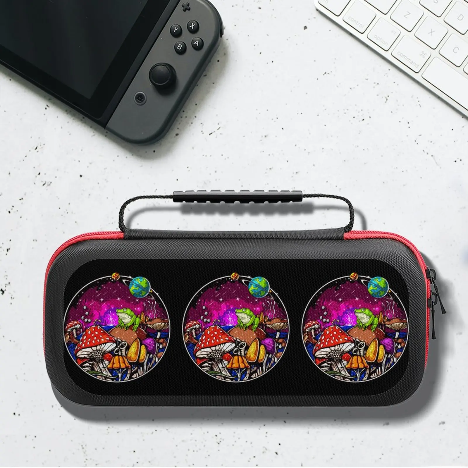 

Психоделический лес грибов, портативный чехол для Nintendo Switch Shroom, сумка для хранения грибов при микологии, компактный дорожный Чехол для пере...