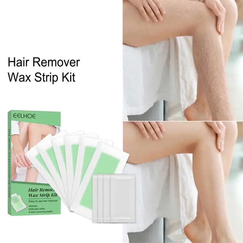 

40Pcs Professional Gentle Hair Removal Wax Strips For Depilation Double Sided Cold Wax Paper For Leg Body Face Useful Men Women