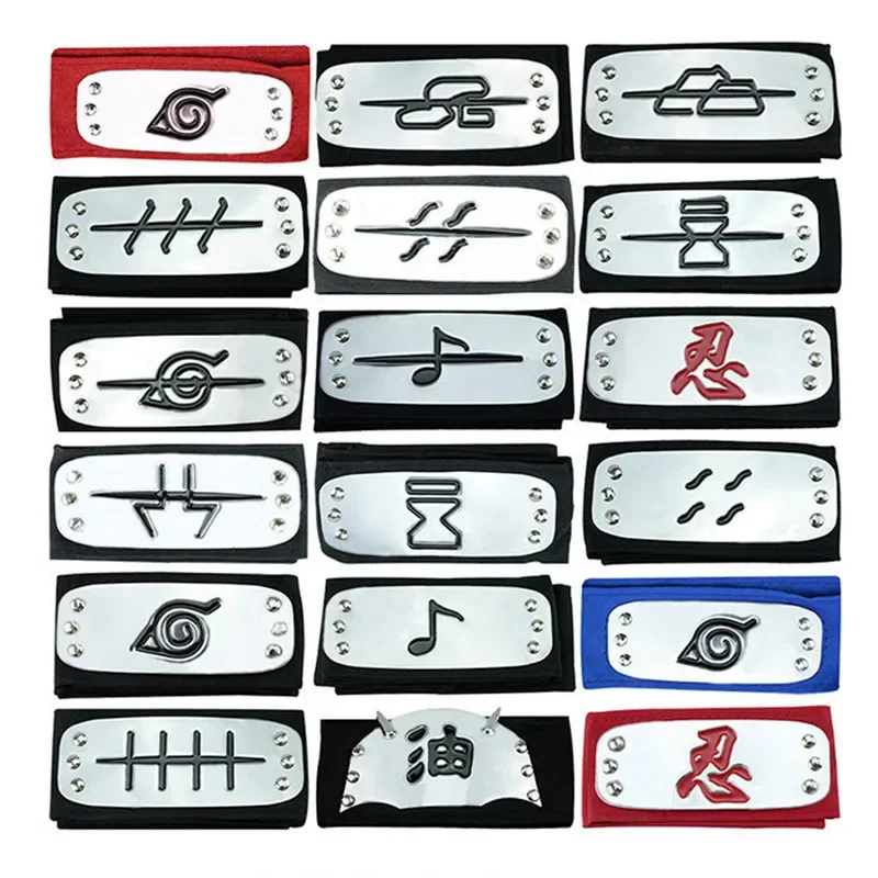 Фото Anime Costume Naruto Headband Kakashi Orochimaru Jiraiya Yakushi Kabuto Forehead Belt Figurines Boys Cosplay Prop Party №1