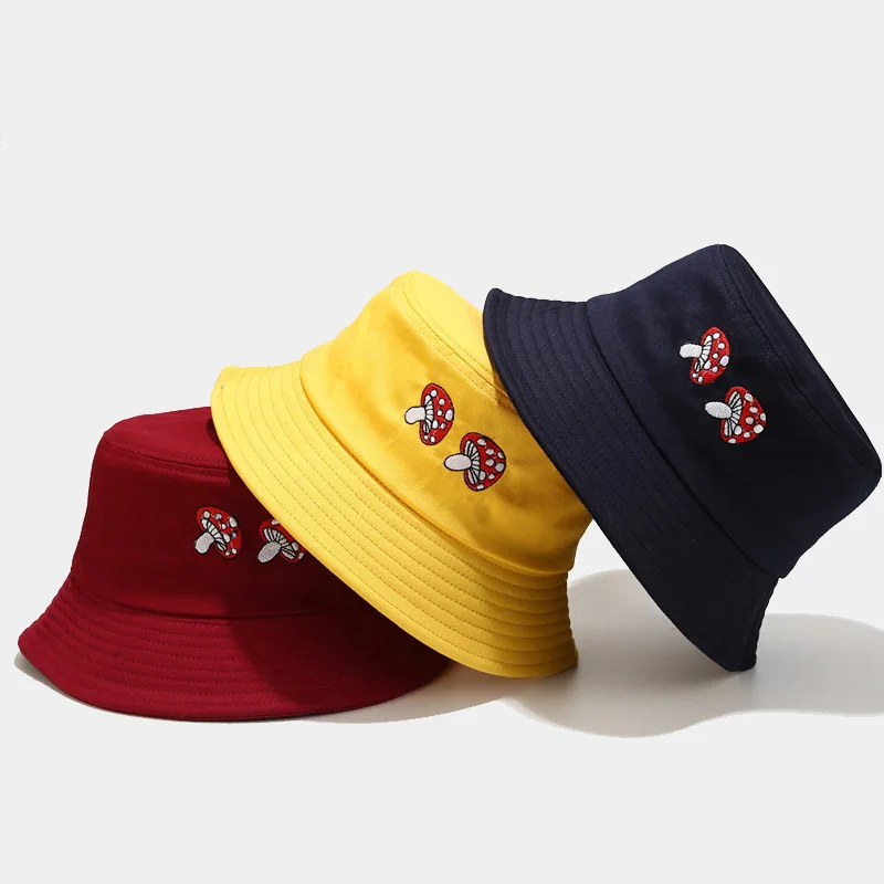 

CNTANG Unisex Fashion Bucket Hat Summer Mushroom Embroidery Panama Fisherman Hats Men Women Casual Outdoor Beach Sunhat Foldable