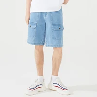 metersbonwe denim shorts for men summer cargo pants 100 cotton wide leg trousers street safari style knee length jeans shorts