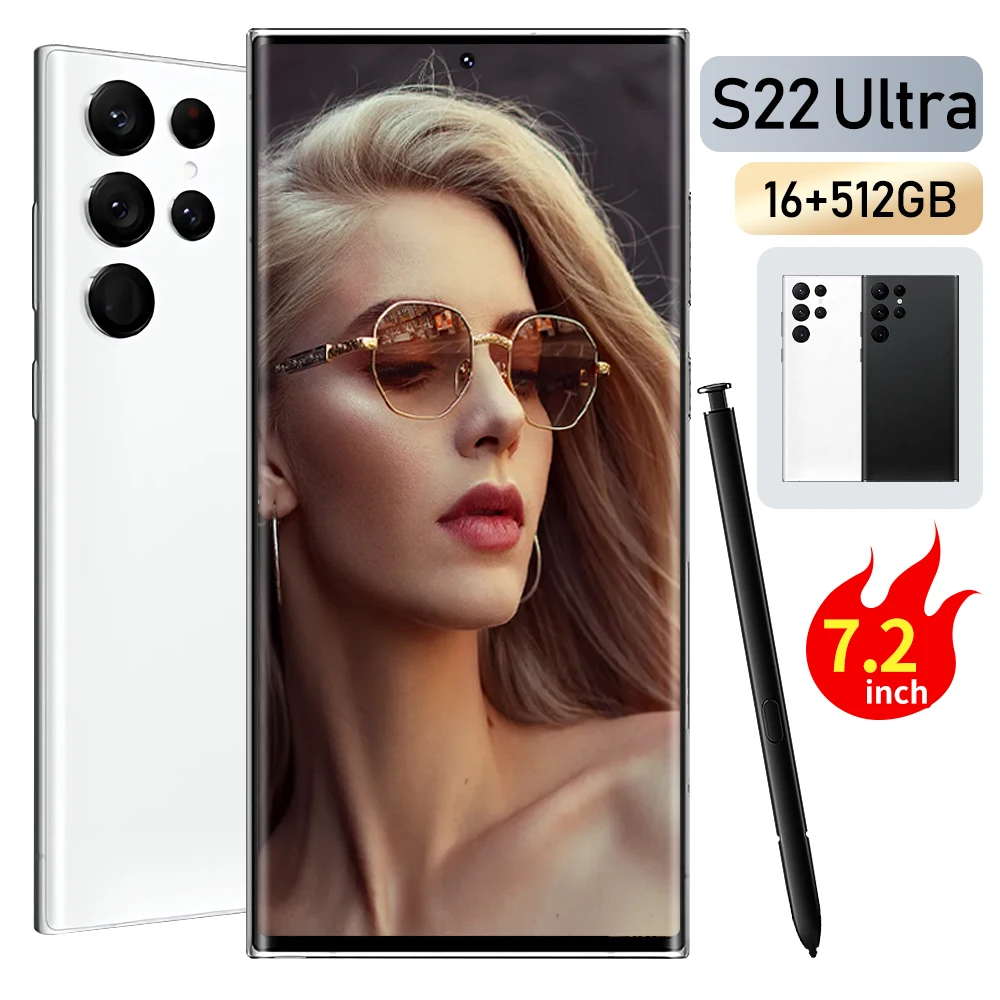 

Global Version S22 Ultra Smartphone 7.2-Inch Full Screen 16GB RAM + 512GB ROM Android12.0 5600mAh 4G5G Dual SIM Cellphones