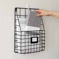 iron wall mounted grid hanging rack newspaper magazine file iron storage basket office home suppies