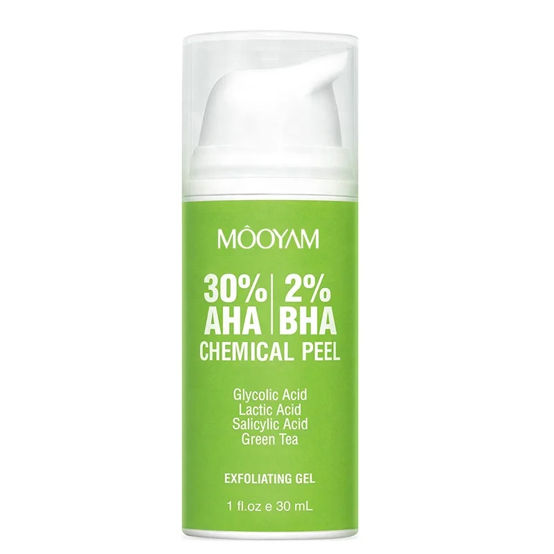 

30% AHA 2% BHA Chemical Peel Exfoliant Gel, Face Peel with Glycolic Salicylic Lactic Acid, Green Tea