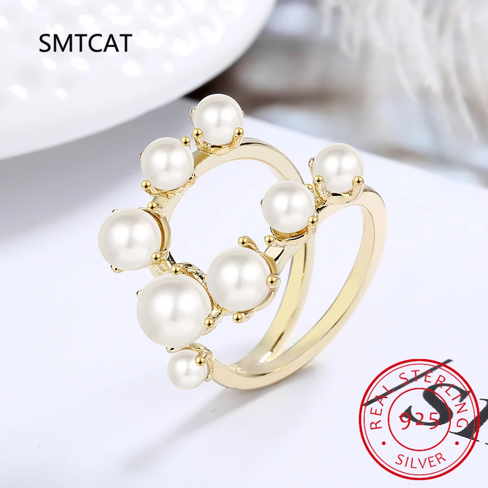 Кольца из стерлингового серебра 925 пробы с жемчугом геометрической формы