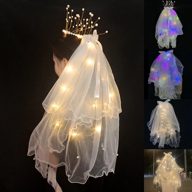 

Light Up Wedding Veil Wedding Tiara Veil Led Light Veil Crowns Led Bridal Veil