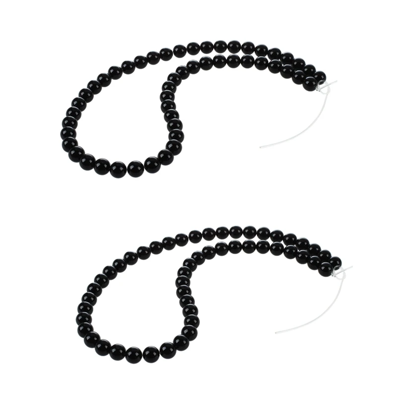 

2X Round Black Onyx Precious Loose Beads Of Semiprecious Stones 8Mm