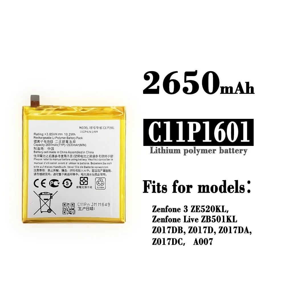 

100% Original C11P1601 2650mAh New Battery For ASUS Zenfone 3 Zenfone3 ZE520KL Z017DA live ZB501KL A007+Free Tools