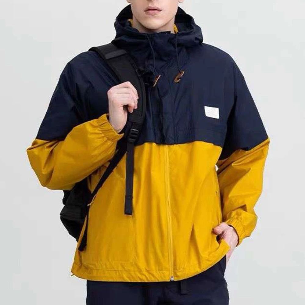

America Brand Face 2022 Outdoor Sports Couple Hooded Jacket Casual Colorblocking Jacket Coat Windbreaker Jacket Splicing Jacket