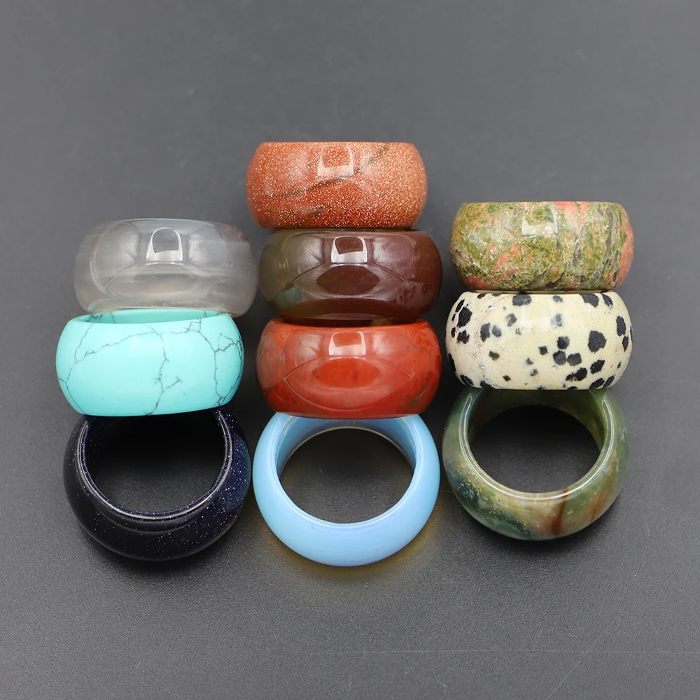 

Hot Selling New Fashion Natural Stone Semi-Precious Ring Women's Crystal Agate Jewelry Attractive Textured Gemstone Hand Plate F