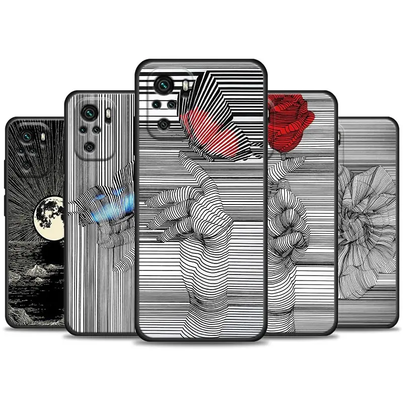 

Line Art Flowers Butterfly Phone Case For Xiaomi Redmi Note 11 10 9 8 Pro 9S 8A 10S 11S Soft Cover For Redmi Note 8Pro 10Pro