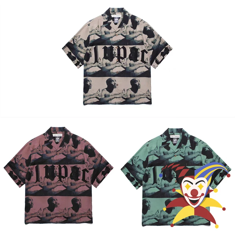 

Гавайская пляжная рубашка WACKO MARIA с принтом рапера, мужская и женская рубашка большого размера