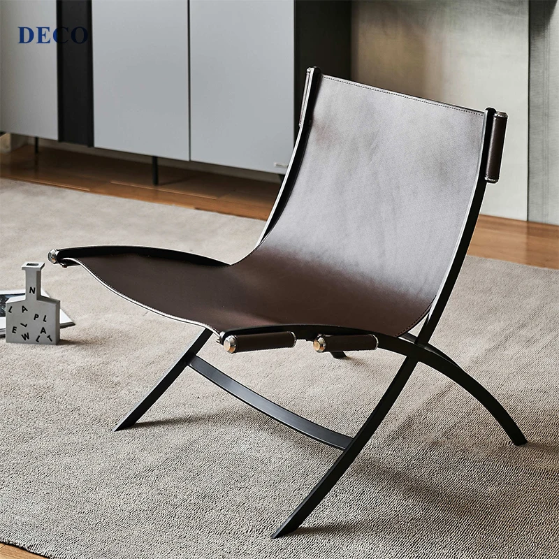 

Unique Living Room Furniture Nordic Chair Saddle Leather Lounge Sofa Chair Elegant