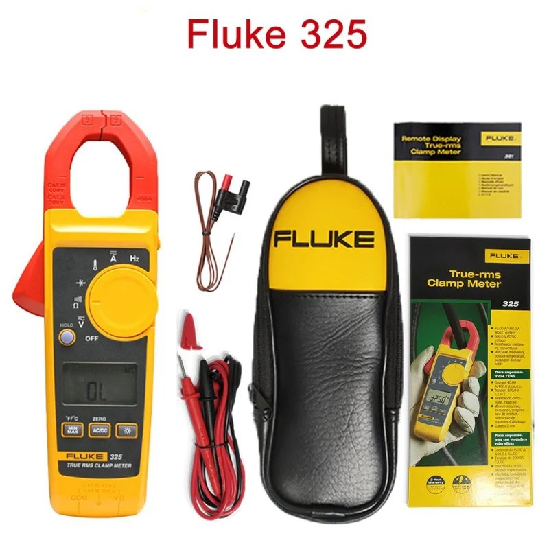 

Fluke 325 True-RMS Clamp Meter AC DC Current and Voltage Tester Resistor Capacitance Frequency Temperature Multimeter with Case