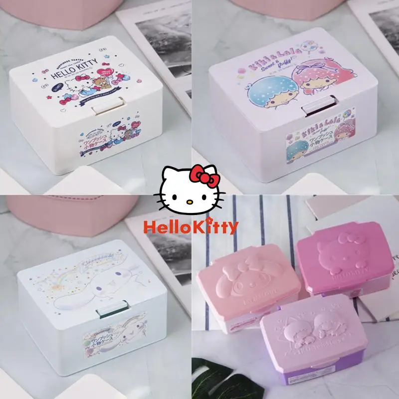 

Коробка для хранения Hello Kittys Sanrios аниме раскладушка хлопковая подкладка ювелирные изделия многоцелевой пылезащитный кавайный мультяшный Настольный Органайзер
