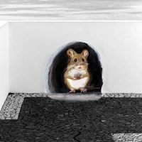 5pcslot 3d cartoon mouse wall sticker mouse in a hole realistic creative wall decal unique sticker indoor outdoor decoration