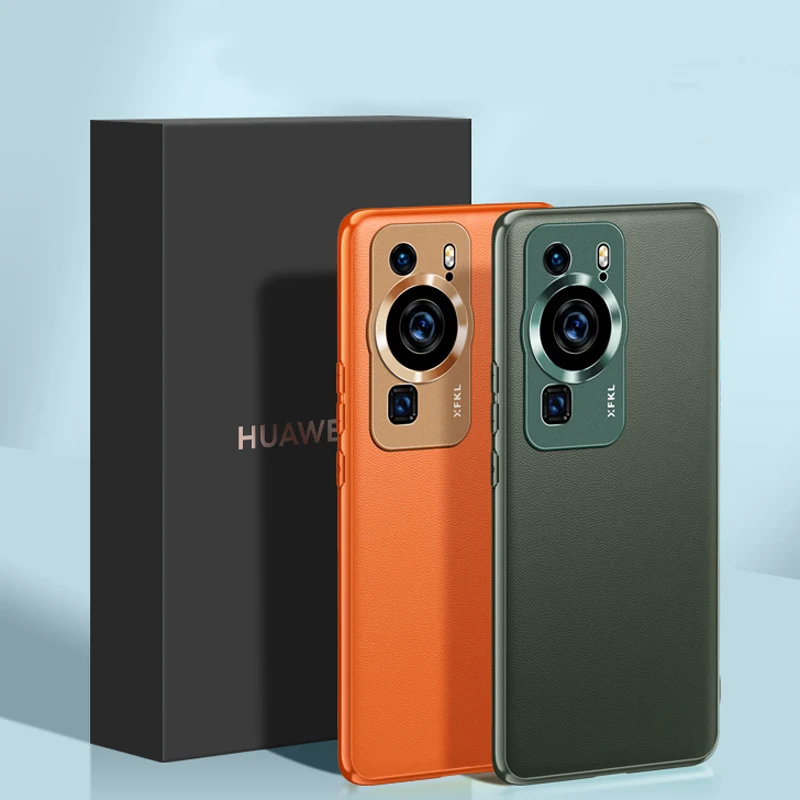 

For Huawei P60 Pro Case Luxury High Quality PU Leather + Silicone Ultra thin Metal Lens Protection Cover For Huawei P60
