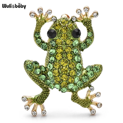 Wuli&baby Зеленая брошь лягушка
