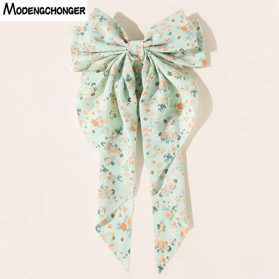 

New Spring Women Large Bow Hairpin Summer Chiffon Big Bowknot Stain Bow Barrettes Flower Color Ponytail Clip Hair Accessories