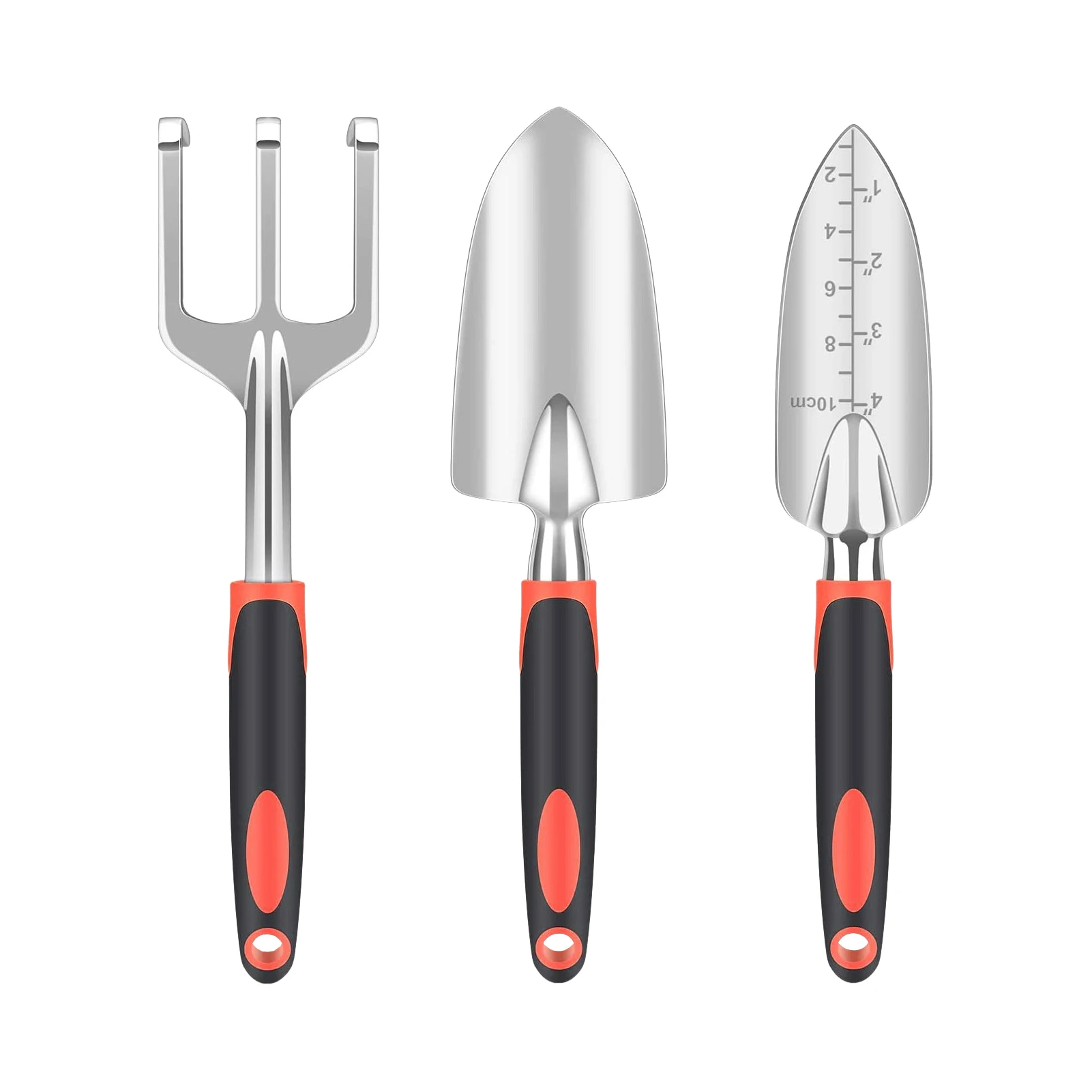 

3pcs Trowel Shovel Non-Slip Rubber Grip Garden Tool Set Hand Farm Lawn Gift Rake Men Women Heavy Duty For Digging Indoor Outdoor