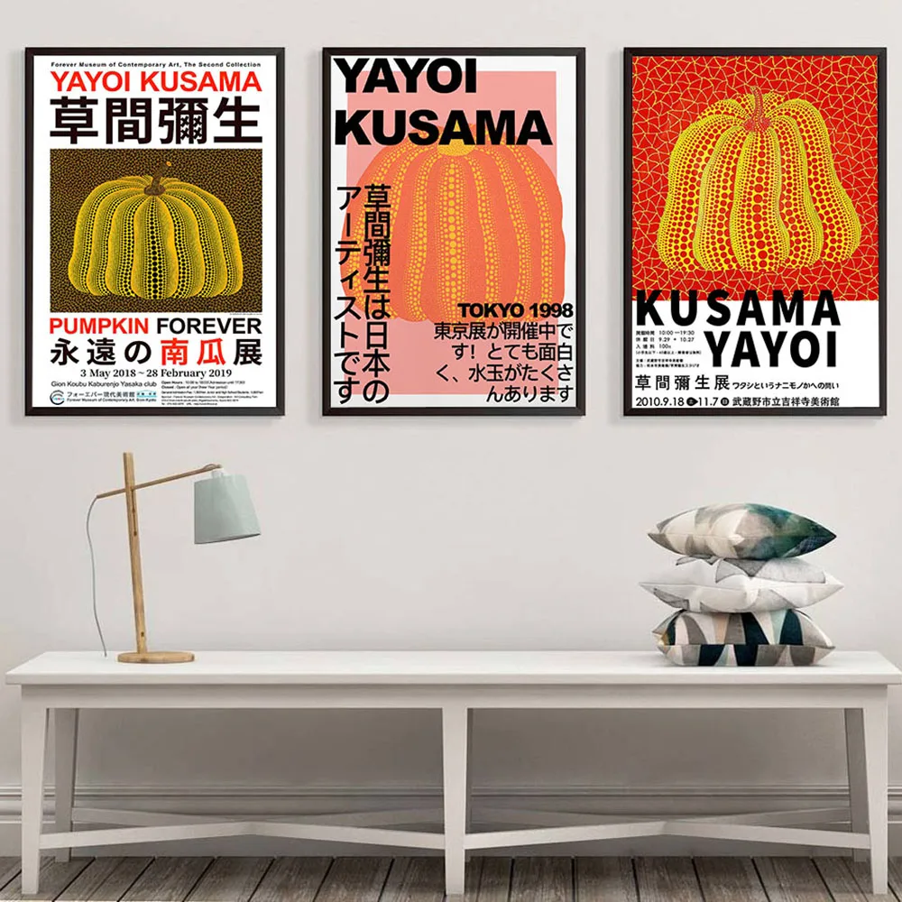 

Yayoi Kusama Pumpkin Posters Abstract Artwork Canvas Painting Modern Wall Art Prints Gallery Decor Pictures Living Room Decor