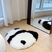 new cute panda wool plush cushion carpet handmade bedroom living room sofa entrance door mat home decoration chair cushion